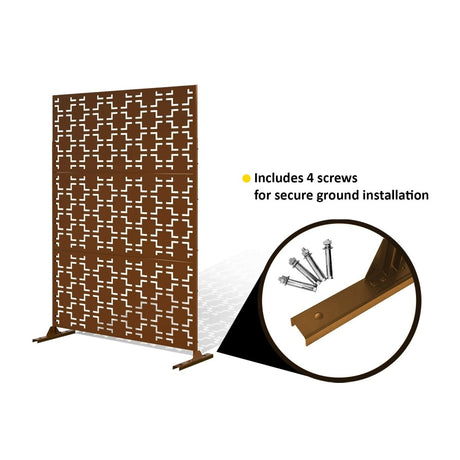 Metal Indoor/Outdoor Privacy Screen with Stand 120cm x 180cm - Squares - Dandys Landscape Supplies