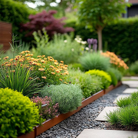 Metal Lawn Edging Garden Border with Pegs - 5 Pieces - Dandys Landscape Supplies