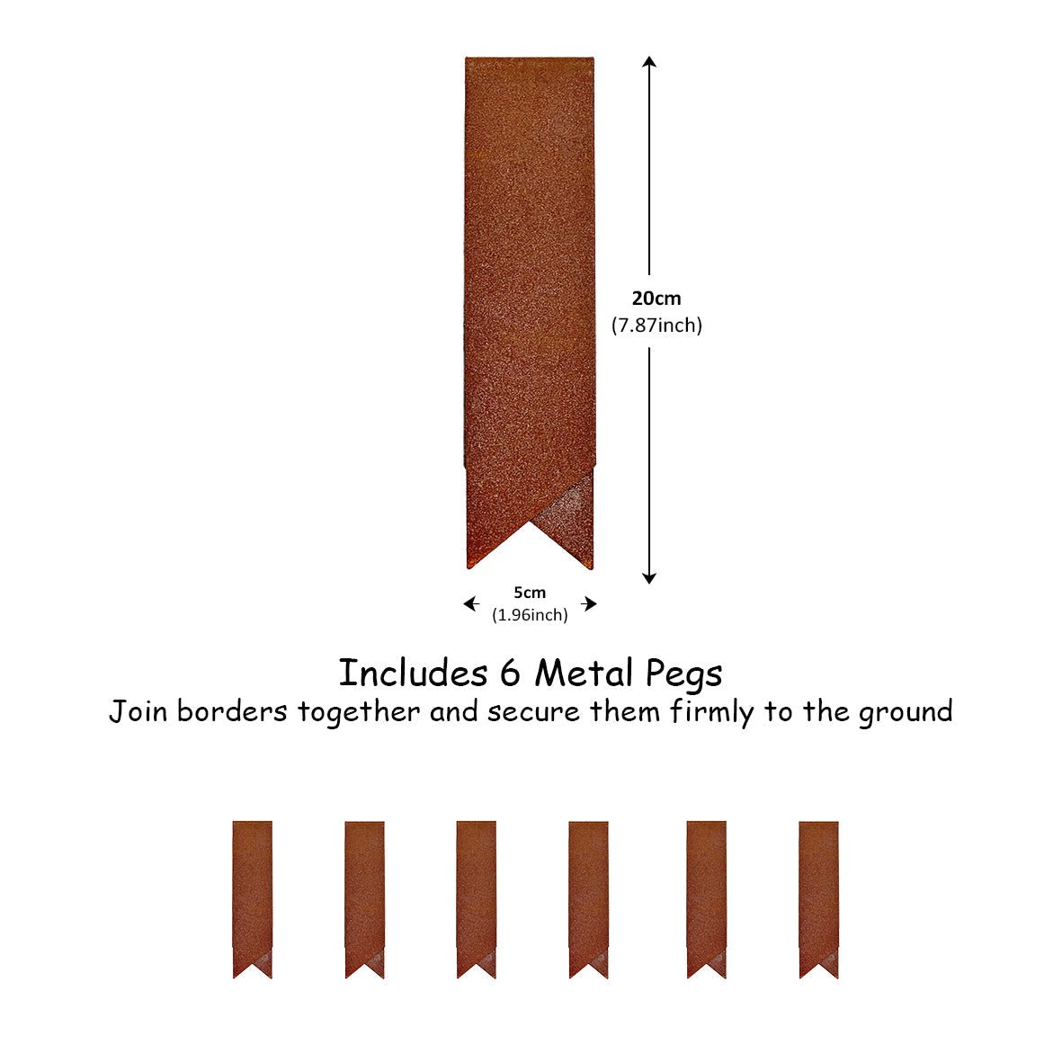 Metal Lawn Edging Garden Border with Pegs - 5 Pieces - Dandys Landscape Supplies