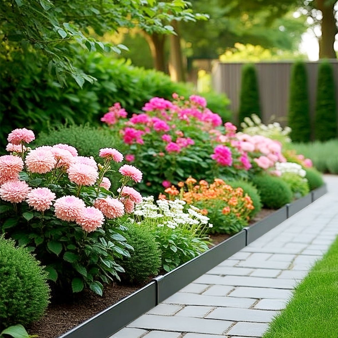 Metal Lawn Edging Garden Border with Pegs - 5 Pieces - Dandys Landscape Supplies