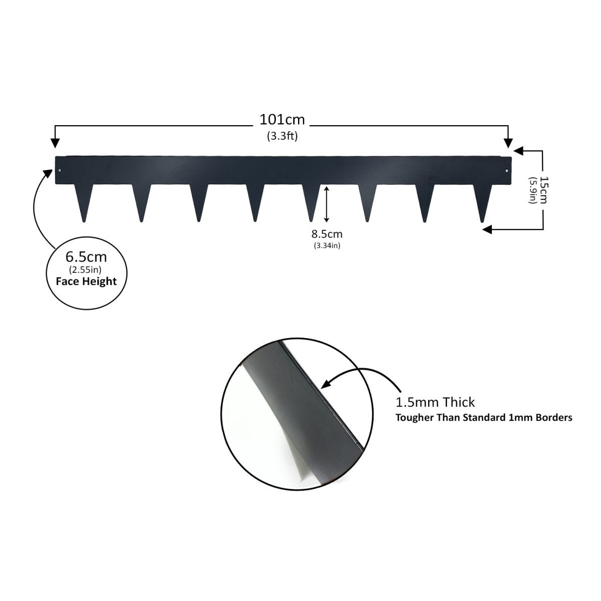 Metal Lawn Edging Garden Border with Pegs - 5 Pieces - Dandys Landscape Supplies