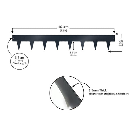 Metal Lawn Edging Garden Border with Pegs - 5 Pieces - Dandys Landscape Supplies