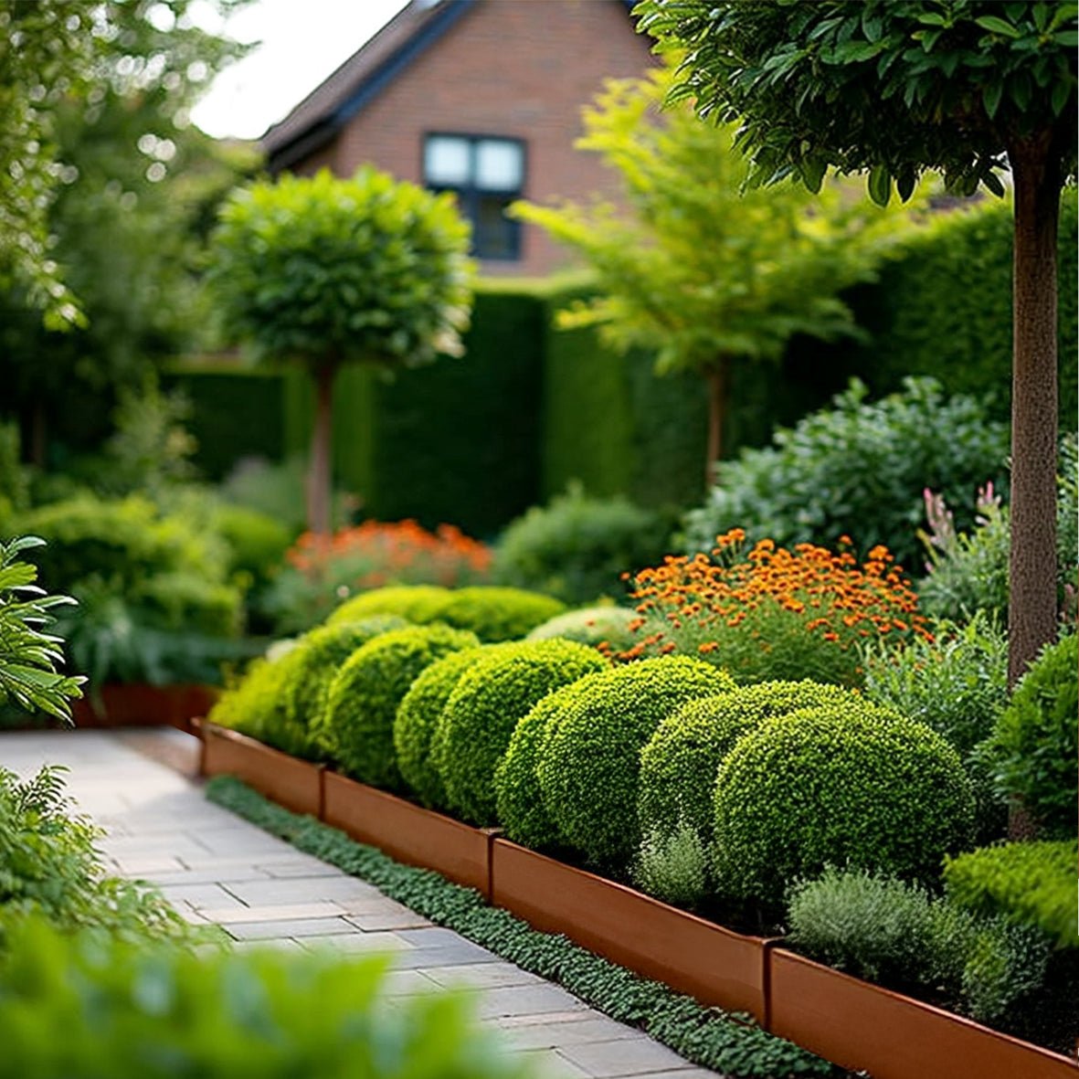 Metal Lawn Edging Garden Border with Pegs - 5 Pieces - Dandys Landscape Supplies