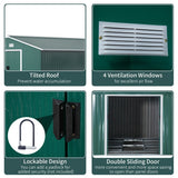 Outsunny 12.5 x 11.1ft Steel Sliding Door Storage Shed - Green - Dandys Landscape Supplies