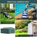 Outsunny 12.5 x 11.1ft Steel Sliding Door Storage Shed - Green - Dandys Landscape Supplies
