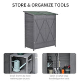 Outsunny 139 x 75 Fir Wood Garden Shed, with Asphalt Roof - Grey - Dandys Landscape Supplies