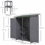 Outsunny 139 x 75 Fir Wood Garden Shed, with Asphalt Roof - Grey - Dandys Landscape Supplies
