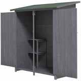 Outsunny 139 x 75 Fir Wood Garden Shed, with Asphalt Roof - Grey - Dandys Landscape Supplies