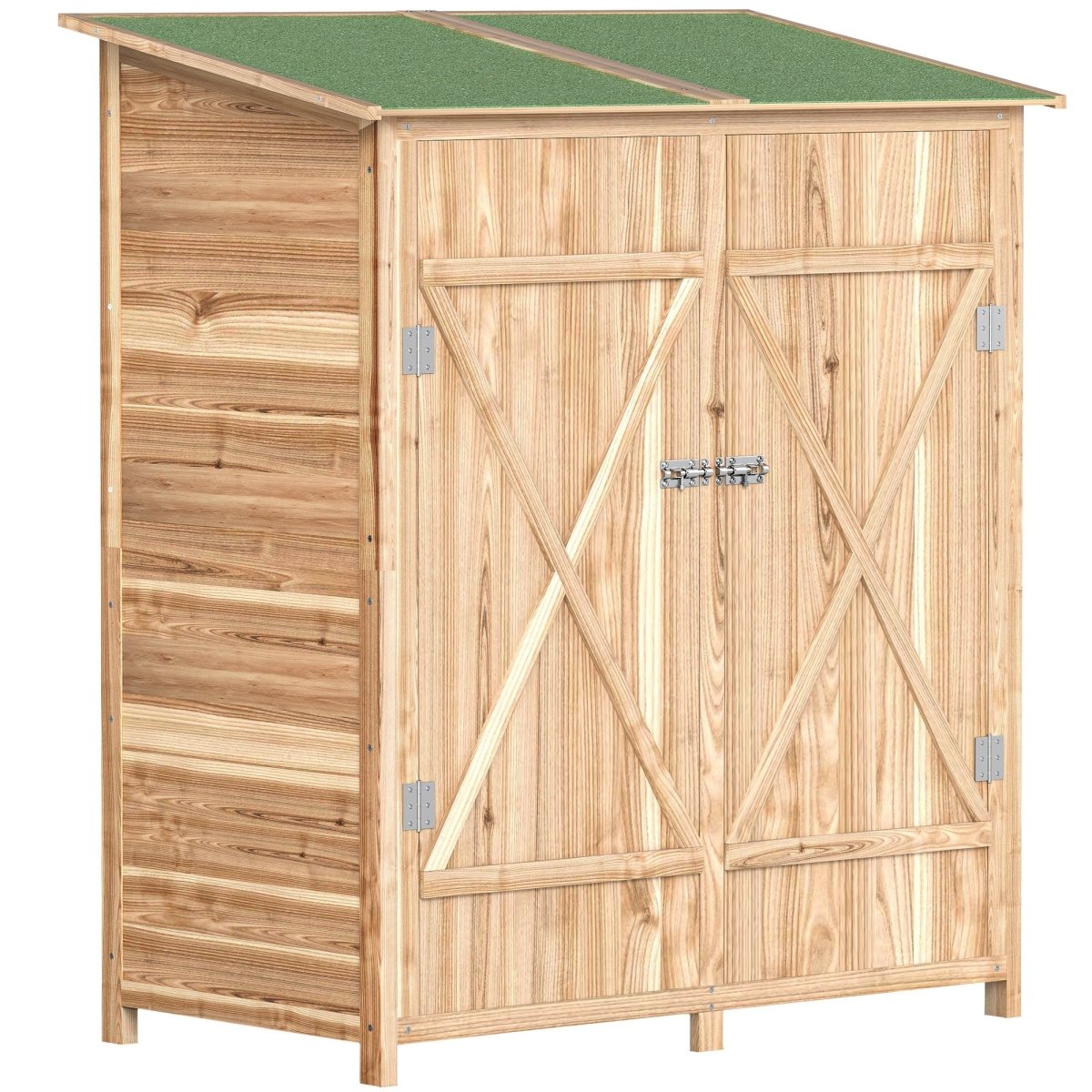 Outsunny 140 x 75 Fir Wood Garden Shed, with Asphalt Roof - Natural - Dandys Landscape Supplies