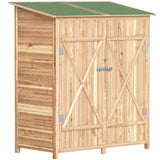 Outsunny 140 x 75 Fir Wood Garden Shed, with Asphalt Roof - Natural - Dandys Landscape Supplies