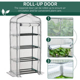 Outsunny 4 Tiers Mini Portable Greenhouse Compact Plant Grow Shed Metal Frame PE Cover 160H x 70L x 50Wcm - Dandys Landscape Supplies