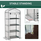 Outsunny 4 Tiers Mini Portable Greenhouse Compact Plant Grow Shed Metal Frame PE Cover 160H x 70L x 50Wcm - Dandys Landscape Supplies