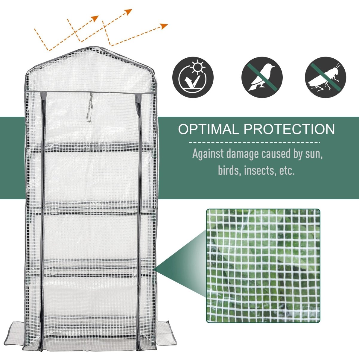 Outsunny 4 Tiers Mini Portable Greenhouse Compact Plant Grow Shed Metal Frame PE Cover 160H x 70L x 50Wcm - Dandys Landscape Supplies