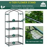 Outsunny 4 Tiers Mini Portable Greenhouse Compact Plant Grow Shed Metal Frame PE Cover 160H x 70L x 50Wcm - Dandys Landscape Supplies