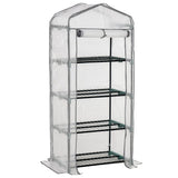 Outsunny 4 Tiers Mini Portable Greenhouse Compact Plant Grow Shed Metal Frame PE Cover 160H x 70L x 50Wcm - Dandys Landscape Supplies