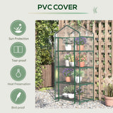 Outsunny 4 Tiers Mini Portable Greenhouse Compact Plant Grow Shed Metal Frame Transparent Clear Cover 160H x 70L x 50Wcm - Dandys Landscape Supplies