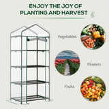 Outsunny 4 Tiers Mini Portable Greenhouse Compact Plant Grow Shed Metal Frame Transparent Clear Cover 160H x 70L x 50Wcm - Dandys Landscape Supplies