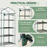 Outsunny 4 Tiers Mini Portable Greenhouse Compact Plant Grow Shed Metal Frame Transparent Clear Cover 160H x 70L x 50Wcm - Dandys Landscape Supplies
