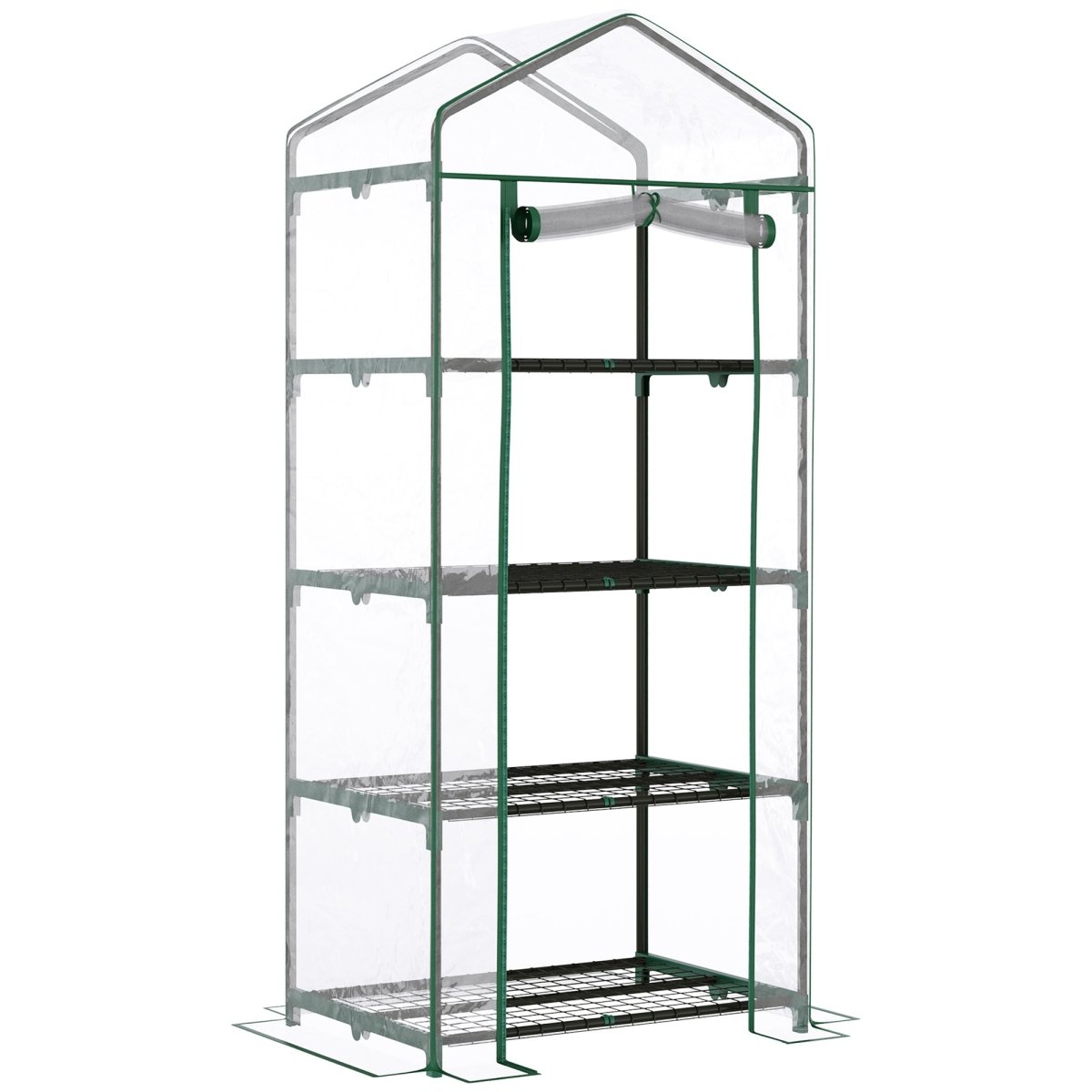 Outsunny 4 Tiers Mini Portable Greenhouse Compact Plant Grow Shed Metal Frame Transparent Clear Cover 160H x 70L x 50Wcm - Dandys Landscape Supplies