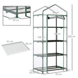 Outsunny 4 Tiers Mini Portable Greenhouse Compact Plant Grow Shed Metal Frame Transparent Clear Cover 160H x 70L x 50Wcm - Dandys Landscape Supplies