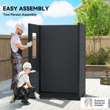 Outsunny 4 x 3 ft Plastic Garden Shed with Floor, Outdoor Storage Shed with Lockable Door, Window and Vent, Dark Grey - Dandys Landscape Supplies