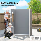 Outsunny 4 x 3 ft Plastic Garden Shed with Floor, Outdoor Storage Shed with Lockable Door, Window and Vent, Light Grey - Dandys Landscape Supplies