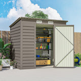 Outsunny 4 x 6ft Galvanised Metal Garden Shed, with Locking Door - Grey - Dandys Landscape Supplies