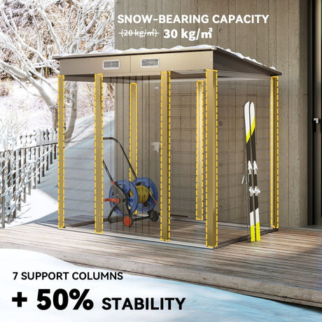 Outsunny 4 x 6ft Galvanised Metal Garden Shed, with Locking Door - Grey - Dandys Landscape Supplies