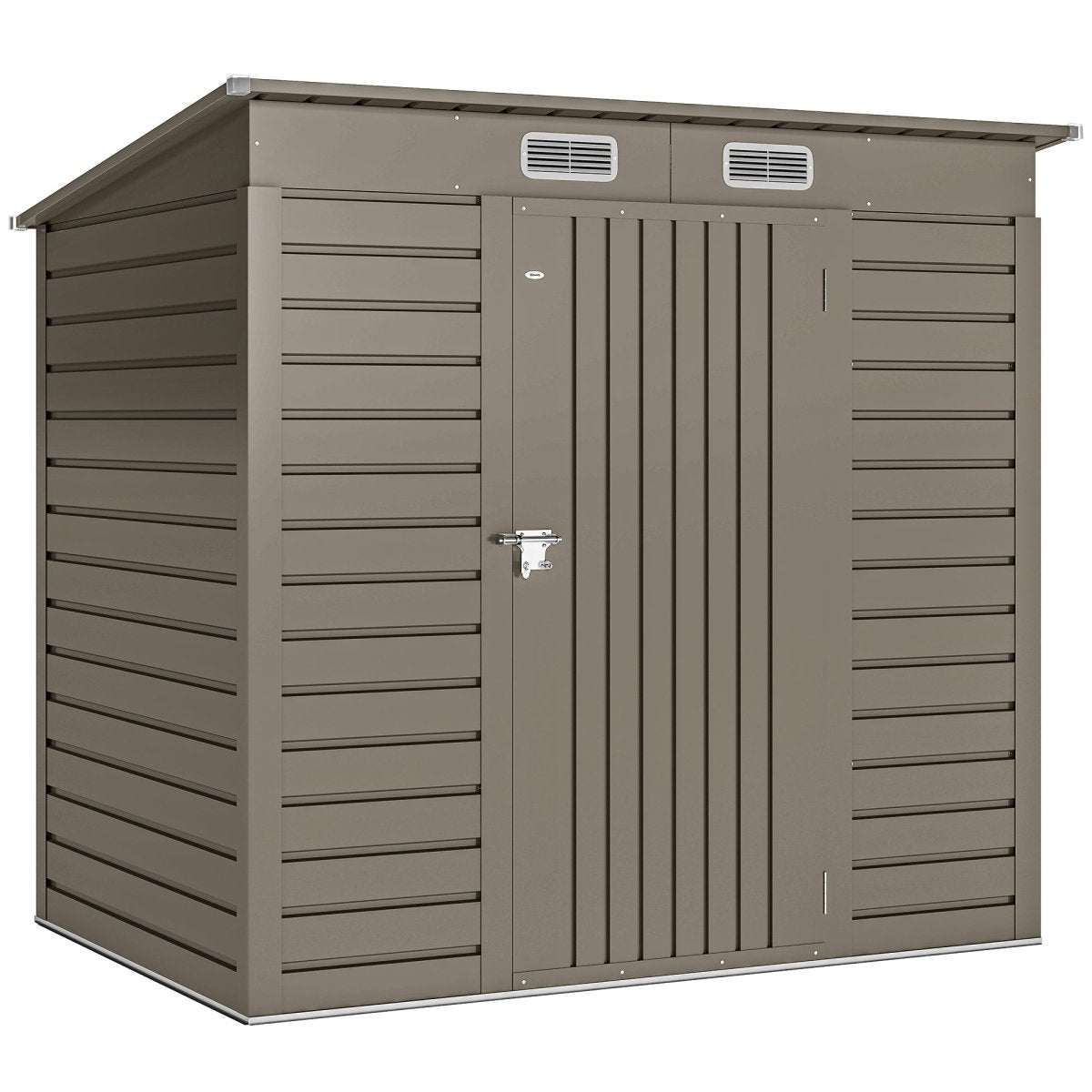 Outsunny 4 x 6ft Galvanised Metal Garden Shed, with Locking Door - Grey - Dandys Landscape Supplies