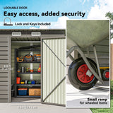 Outsunny 4 x 6ft Galvanised Metal Garden Shed, with Locking Door - Grey - Dandys Landscape Supplies