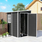 Outsunny 4'x5' Garden Storage Shed, Lean to Shed, Lockable Garden Shed with Window, Vent and Plastic Roof, Black - Dandys Landscape Supplies
