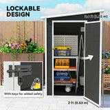Outsunny 4'x5' Garden Storage Shed, Lean to Shed, Lockable Garden Shed with Window, Vent and Plastic Roof, Black - Dandys Landscape Supplies