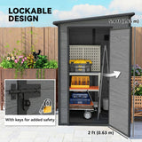 Outsunny 4'x5' Garden Storage Shed, Lean to Shed, Lockable Garden Shed with Window, Vent and Plastic Roof, Wood-Effect - Dandys Landscape Supplies