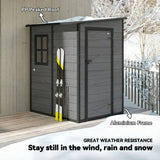 Outsunny 4'x5' Garden Storage Shed, Lean to Shed, Lockable Garden Shed with Window, Vent and Plastic Roof, Wood-Effect - Dandys Landscape Supplies