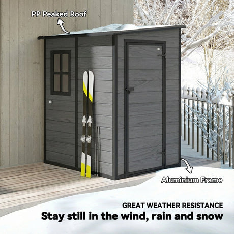 Outsunny 4'x5' Garden Storage Shed, Lean to Shed, Lockable Garden Shed with Window, Vent and Plastic Roof, Wood-Effect - Dandys Landscape Supplies