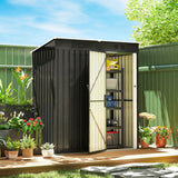 Outsunny 5 x 3 ft Lean-to Garden Shed, Outdoor Storage Shed with Lockable Door and Vents, Dark Grey - Dandys Landscape Supplies