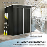 Outsunny 5 x 3 ft Lean-to Garden Shed, Outdoor Storage Shed with Lockable Door and Vents, Dark Grey - Dandys Landscape Supplies