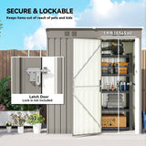 Outsunny 5 x 3 ft Lean-to Garden Shed, Outdoor Storage Shed with Lockable Door and Vents, Light Grey - Dandys Landscape Supplies