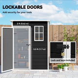 Outsunny 5' x 3' Garden Shed with Floor, Outdoor Storage Shed with Lockable Door, Window and Vent, Black - Dandys Landscape Supplies