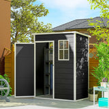 Outsunny 5' x 3' Garden Shed with Floor, Outdoor Storage Shed with Lockable Door, Window and Vent, Black - Dandys Landscape Supplies