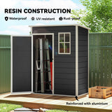 Outsunny 5' x 3' Garden Shed with Floor, Outdoor Storage Shed with Lockable Door, Window and Vent, Black - Dandys Landscape Supplies