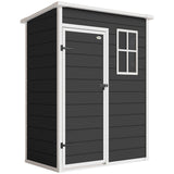 Outsunny 5' x 3' Garden Shed with Floor, Outdoor Storage Shed with Lockable Door, Window and Vent, Black - Dandys Landscape Supplies