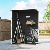Outsunny 5' x 3' Garden Shed with Floor, Outdoor Storage Shed with Lockable Door, Window and Vent, Black - Dandys Landscape Supplies