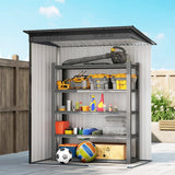 Outsunny 5 x 3.5ft Metal Garden Storage Shed with Effortless Assembly and 2 Pairs of Gloves, Waterproof Outdoor Shed, Dark Grey - Dandys Landscape Supplies