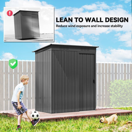 Outsunny 5 x 3.5ft Metal Garden Storage Shed with Effortless Assembly and 2 Pairs of Gloves, Waterproof Outdoor Shed, Dark Grey - Dandys Landscape Supplies