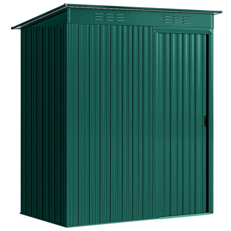 Outsunny 5 x 3.5ft Metal Garden Storage Shed with Effortless Assembly and 2 Pairs of Gloves, Waterproof Outdoor Shed, Green - Dandys Landscape Supplies