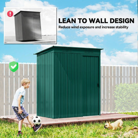 Outsunny 5 x 3.5ft Metal Garden Storage Shed with Effortless Assembly and 2 Pairs of Gloves, Waterproof Outdoor Shed, Green - Dandys Landscape Supplies
