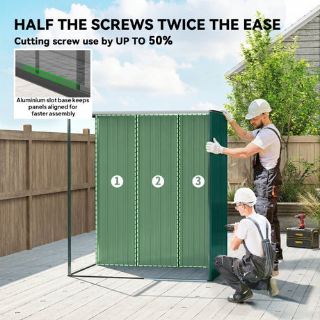 Outsunny 5 x 3.5ft Metal Garden Storage Shed with Effortless Assembly and 2 Pairs of Gloves, Waterproof Outdoor Shed, Green - Dandys Landscape Supplies