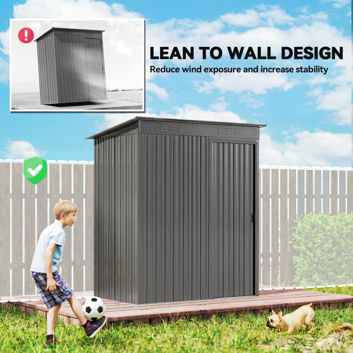 Outsunny 5 x 3.5ft Metal Garden Storage Shed with Effortless Assembly and 2 Pairs of Gloves, Waterproof Outdoor Shed, Light Grey - Dandys Landscape Supplies