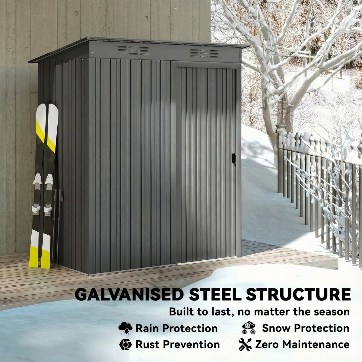 Outsunny 5 x 3.5ft Metal Garden Storage Shed with Effortless Assembly and 2 Pairs of Gloves, Waterproof Outdoor Shed, Light Grey - Dandys Landscape Supplies